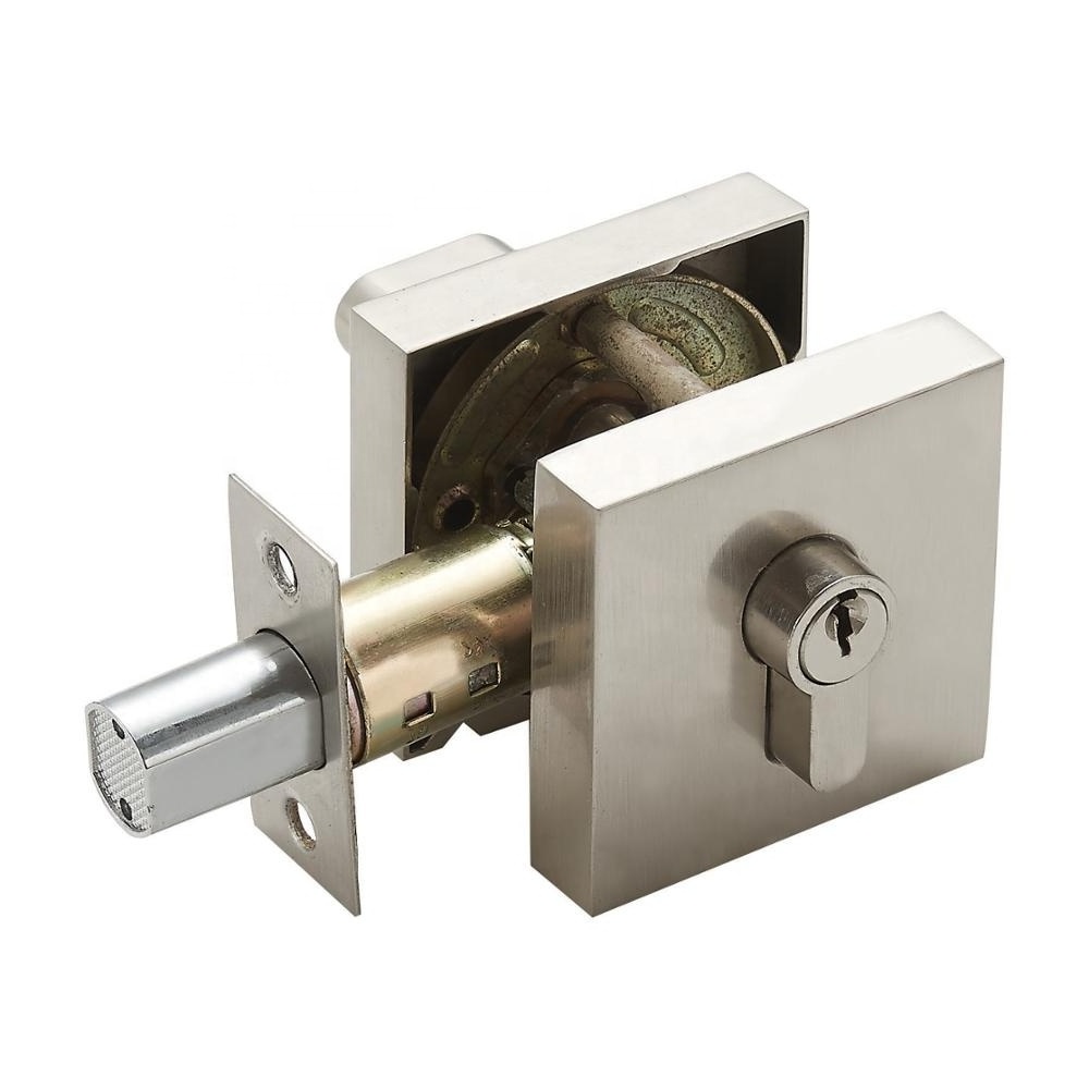 High Quality Satin Nickel Tubular Square Deadbolt With Key Single Entry Single Deadbolt Lock Cylinder Deadbolt Lock