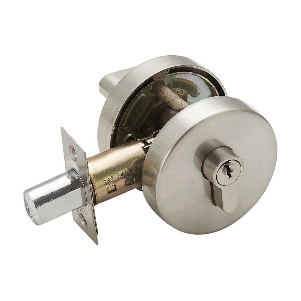 High Quality Satin Nickel Tubular Square Deadbolt With Key Single Entry Single Deadbolt Lock Cylinder Deadbolt Lock