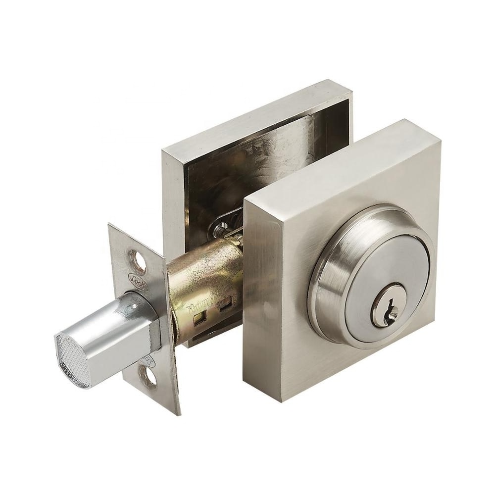 High Quality Satin Nickel Tubular Square Deadbolt With Key Single Entry Single Deadbolt Lock Cylinder Deadbolt Lock