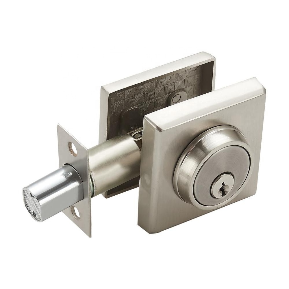 High Quality Satin Nickel Tubular Square Deadbolt With Key Single Entry Single Deadbolt Lock Cylinder Deadbolt Lock