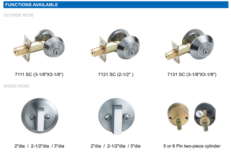 Stainless steel combo tubular entry entrance ANSI GRADE 2 cerraduras de pomo bolt deadbolt locks double cylinder door lock