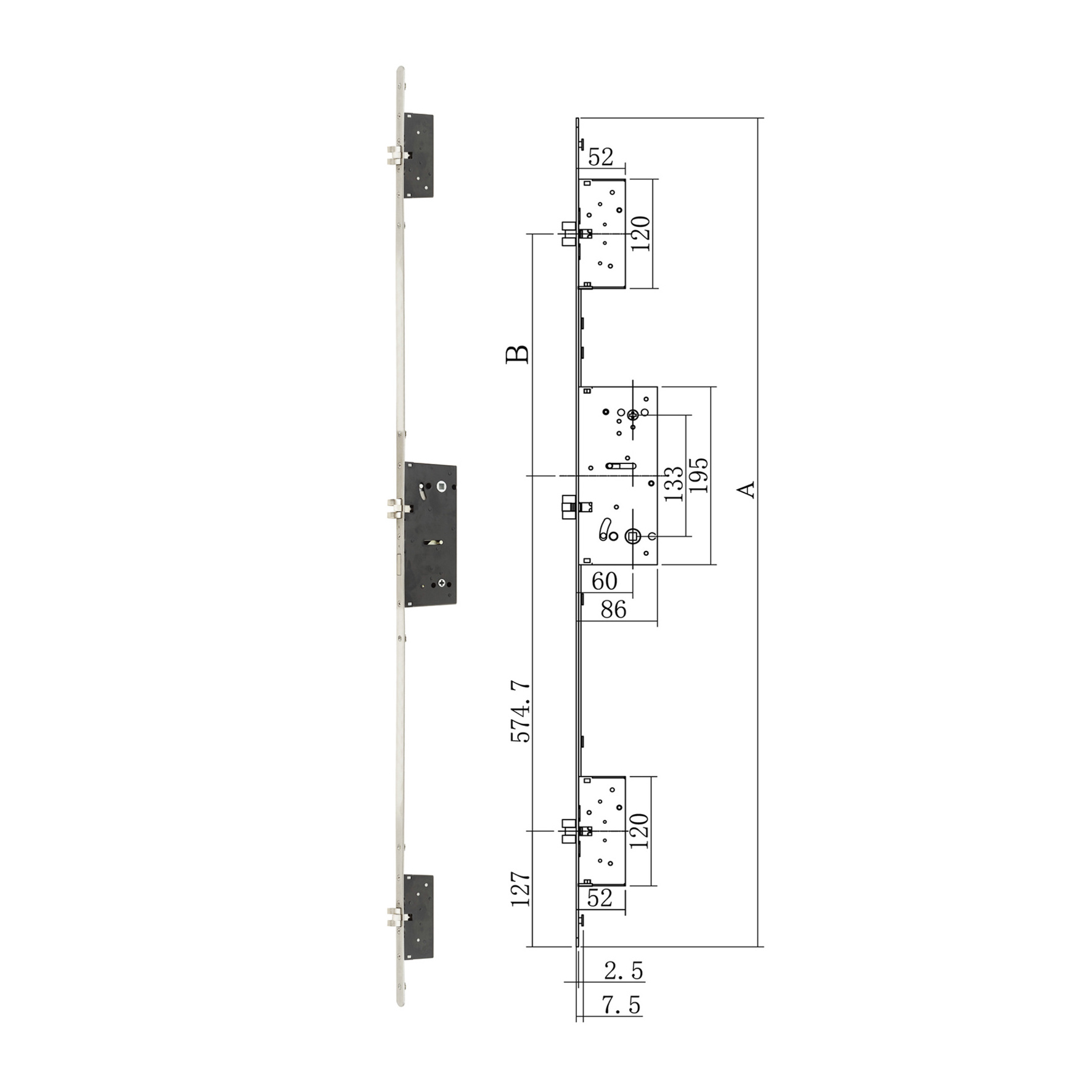 High Durability Security Villa Super Long Multipoint 3 Point Mortise MPL Door Lock Body Set