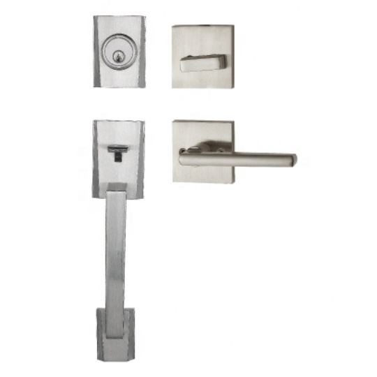 Modern grip door lever handle lock with keys for main exterior door lockset