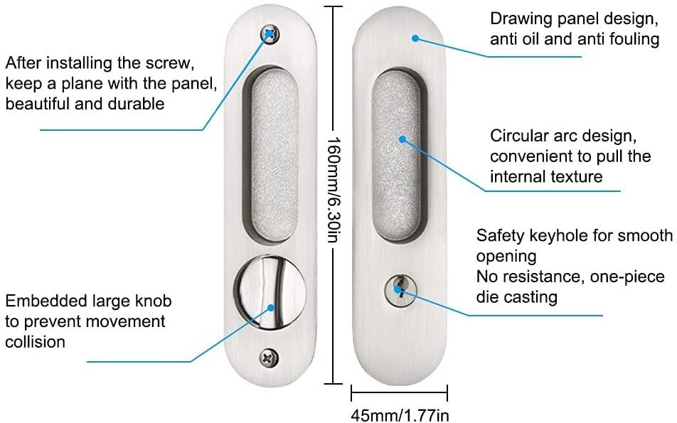 Credit-Honoured Sliding Door Mortise Lock Set Invisible Recessed Handle Latch Interior Wood Pocket Door Lock Furniture Hardware