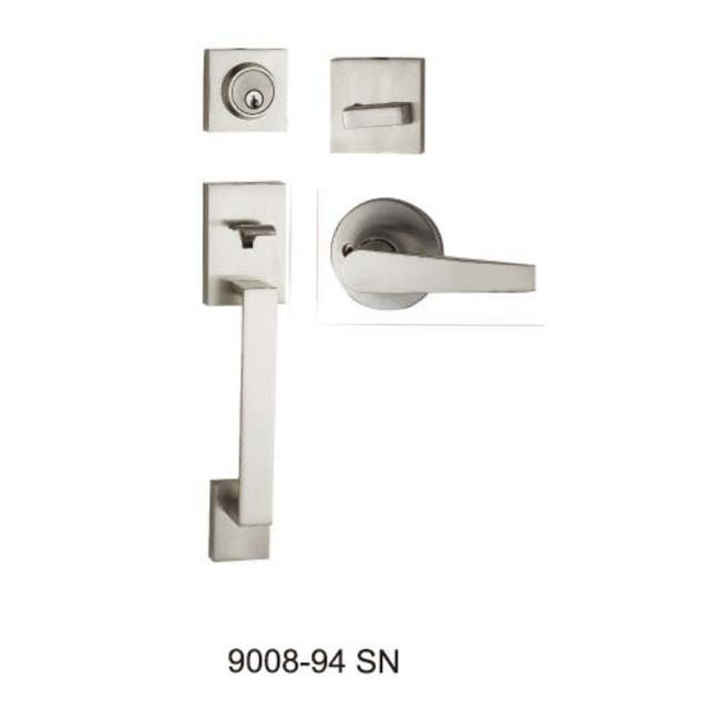 Modern Exterior Door Handle with Right-Hand Slim Door Lever  Deadbolt Lock Set