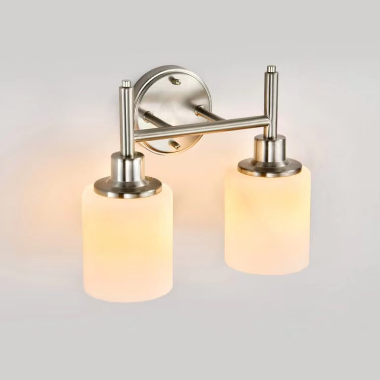 New 2-Lights Wall Lamp Nickel Bathroom Vanity Light with Clear Glass Shade For living room LED wall light