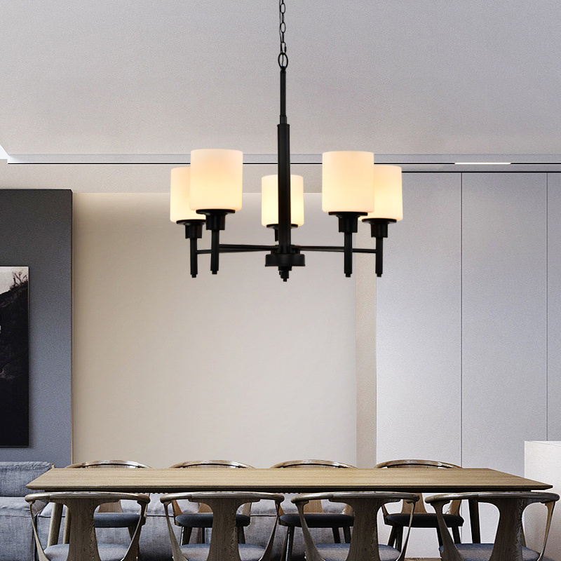 ETL 110v black Antique rustic farmhouse home Indoor Restaurant frosted glass 5 Light Industrial modern Chandeliers pendant light