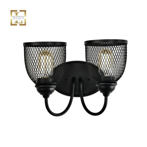 ETL Metal Cage Plug in Wall Sconces Farmhouse Wall Mounted  bracket light Black circular Wall Lamp for Bedroom