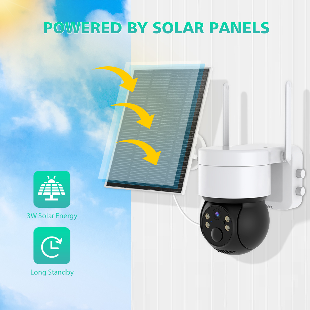 Solar Panel 2MP WiFi Solar CCTV PTZ Camera Outdoor iCSee 1080P Wireless Solar Security WiFi Battery Power Network Camera