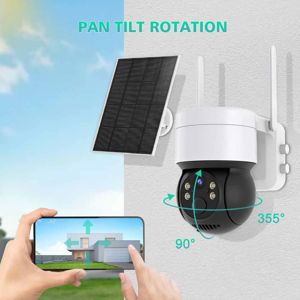 Solar Panel 2MP WiFi Solar CCTV PTZ Camera Outdoor iCSee 1080P Wireless Solar Security WiFi Battery Power Network Camera