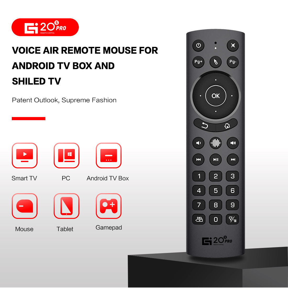 G20SPRO 2.4G Backlit Wireless Smart Voice Remote Control, With Gyroscope Infrared Air Mouse Suitable For Android TV Box