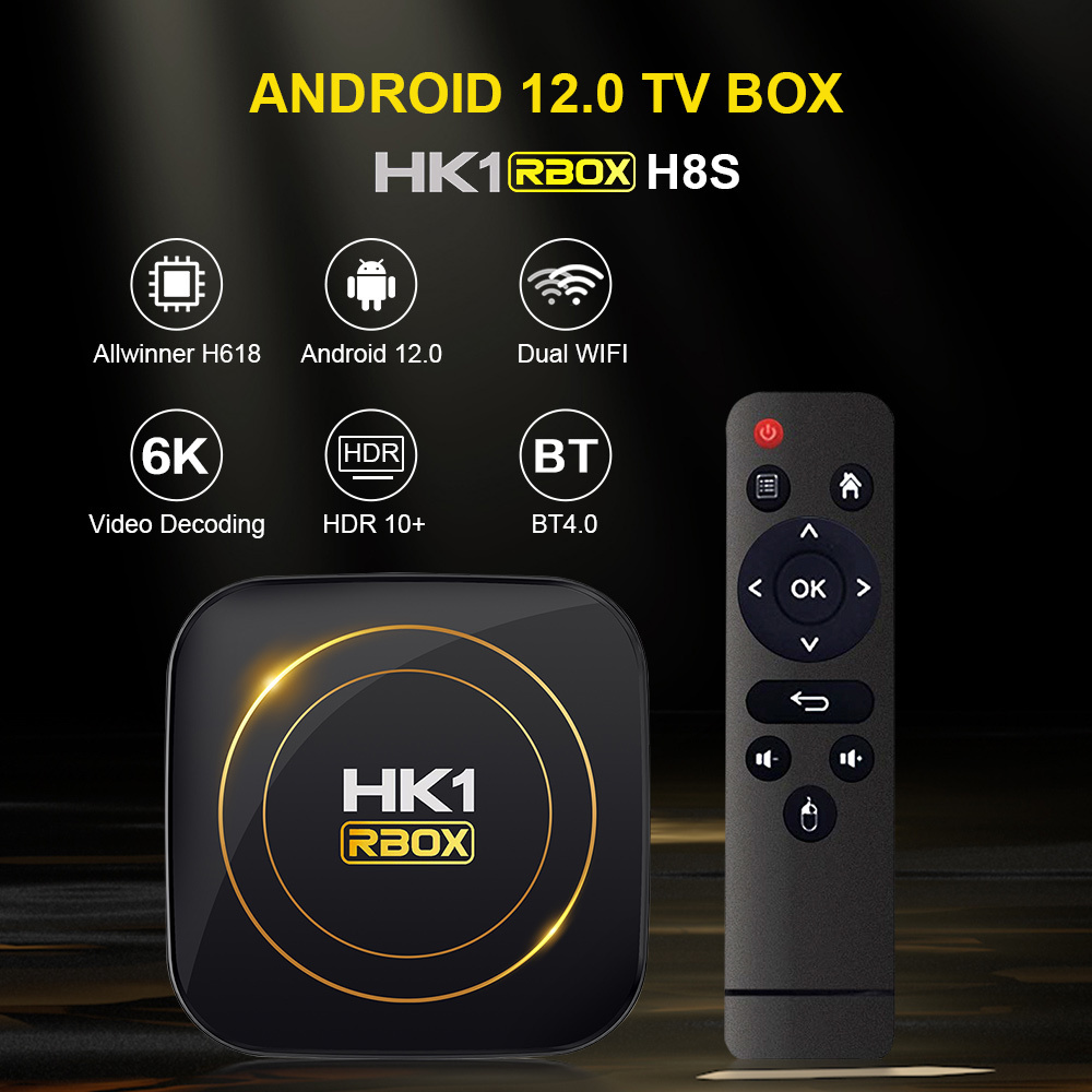 NEW HK1RBOX H8S Smart TV BOX 4G 64G Android 12 Allwinner H618 6K 5G Wifi BT 3D 4K Media Player HK1 RBOX Set Top BOX TVBOX