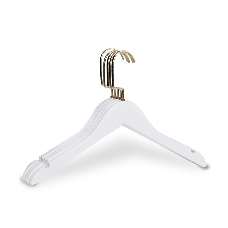 Best selling white wooden hanger clothes coat hanger with chrome hook