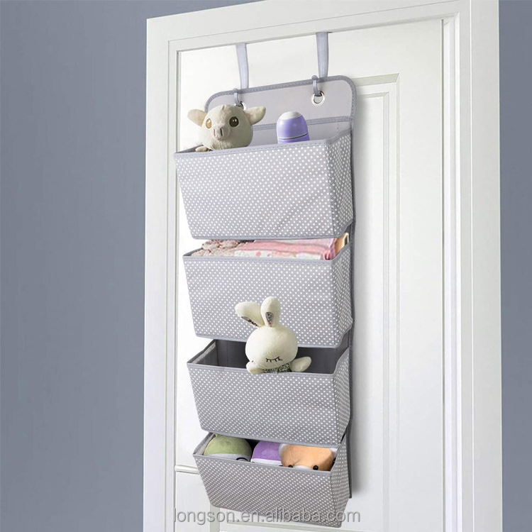 Foldable Fabric Wardrobe Over The Door Hanging Storage Organizer With 2 Hooks