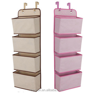 Foldable Fabric Wardrobe Over The Door Hanging Storage Organizer With 2 Hooks