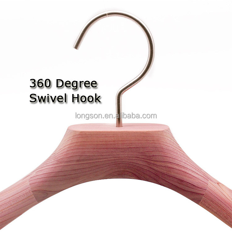 Authentic Natural Unfinished Scented Red Cedar Wood Suit Hangers With Wide Shoulders