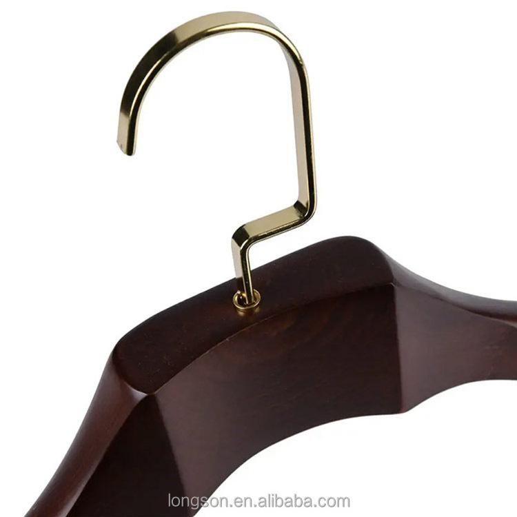 High Quality Velvet Pants Bar Natural Solid Wood Coat Cloth Hanger For Boutique Stand