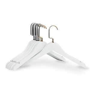 Best selling white wooden hanger clothes coat hanger with chrome hook