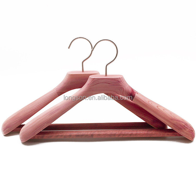 Authentic Natural Unfinished Scented Red Cedar Wood Suit Hangers With Wide Shoulders