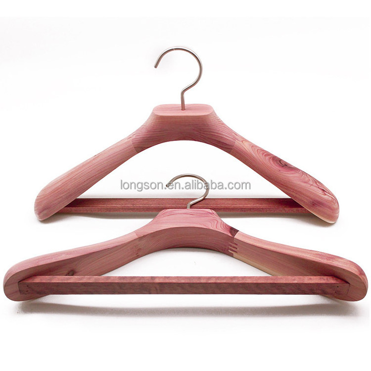 Authentic Natural Unfinished Scented Red Cedar Wood Suit Hangers With Wide Shoulders