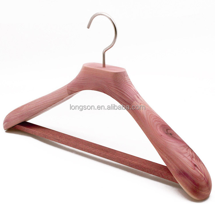 Authentic Natural Unfinished Scented Red Cedar Wood Suit Hangers With Wide Shoulders