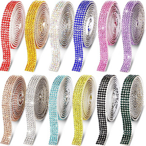 Rhinestone Diamond Ribbon Diamond Bling Ribbon DIY Decoration Sticker Bling Self Adhesive Crystal for DIY Crafts Decor LSHT012