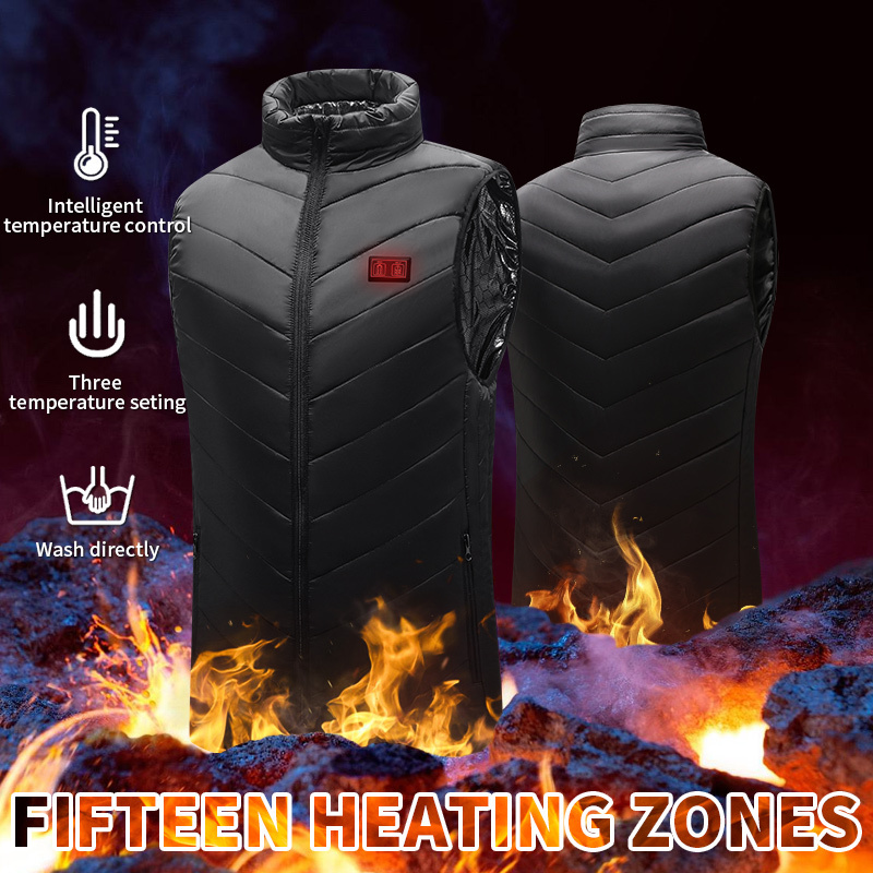 Custom Logo Gilet Homme Waistcoat Weighted Battery Electrical Heated Vest 2 Heating Zones Hunting Heated Vest For Men