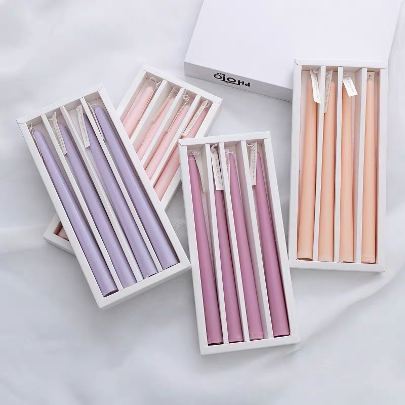 Luxury Wholesale 10inches Long 4Pcs Pack Gradient Color Tall Taper Dinner Scented Wax Taper Candles For Wedding Christmas