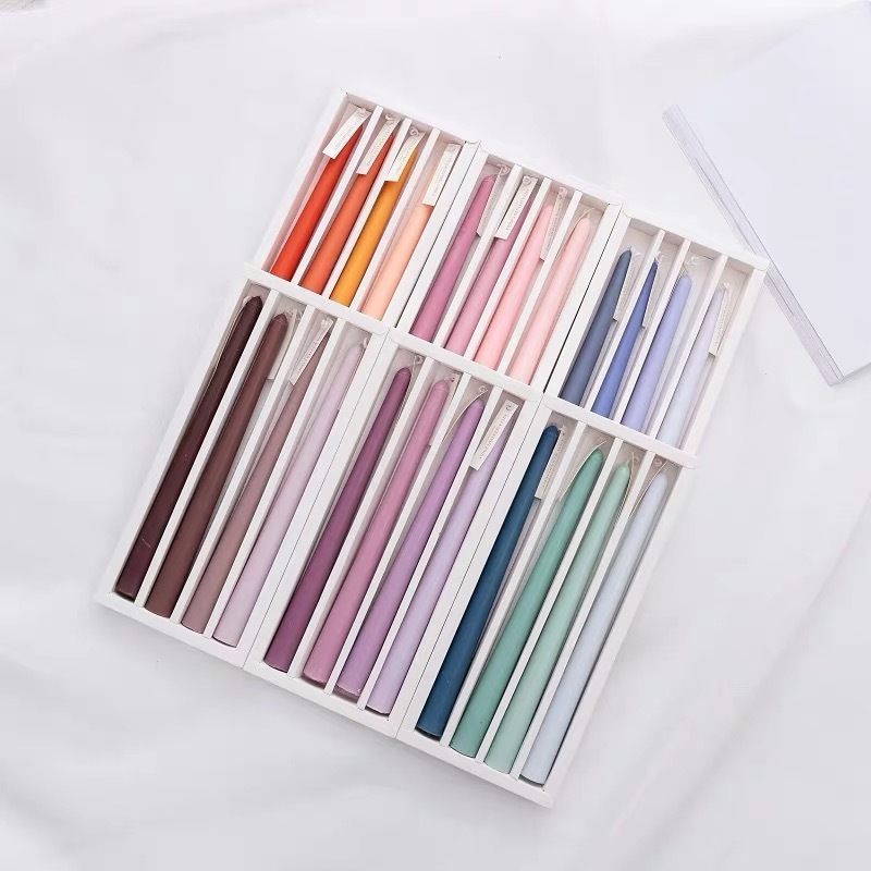 Luxury Wholesale 10inches Long 4Pcs Pack Gradient Color Tall Taper Dinner Scented Wax Taper Candles For Wedding Christmas