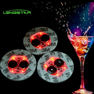 Led Coaster Halloween Bar Decor Light Up For Bottles Sticker Liquor Drinks Wine Water Funny Party Cup Coasters Bottle Lights