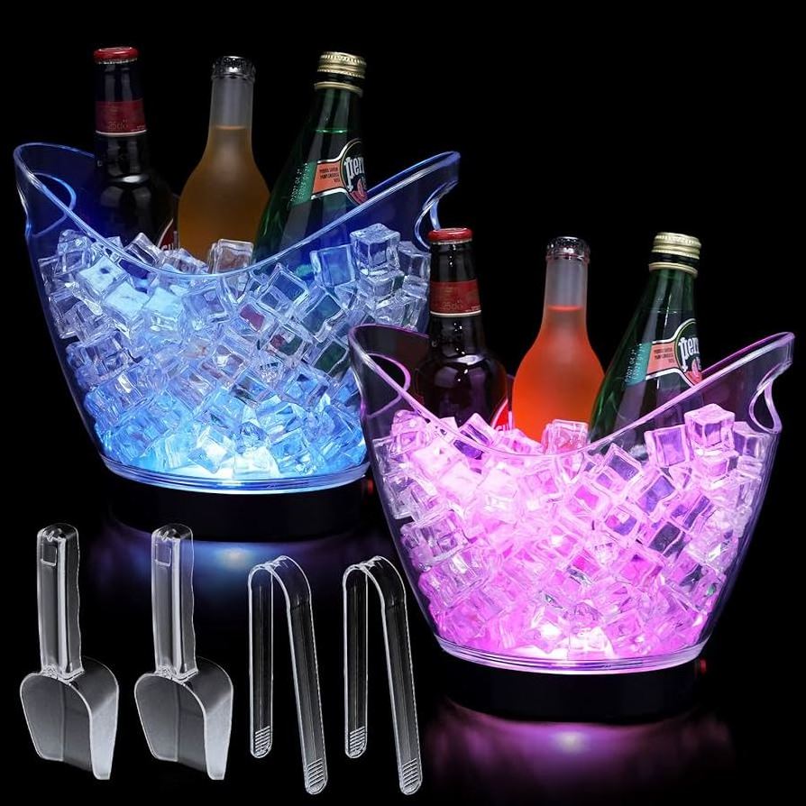 Night Club Ice Bucket Plastic Led Ice Bucket Champagne Large Ice Buckets For Parties