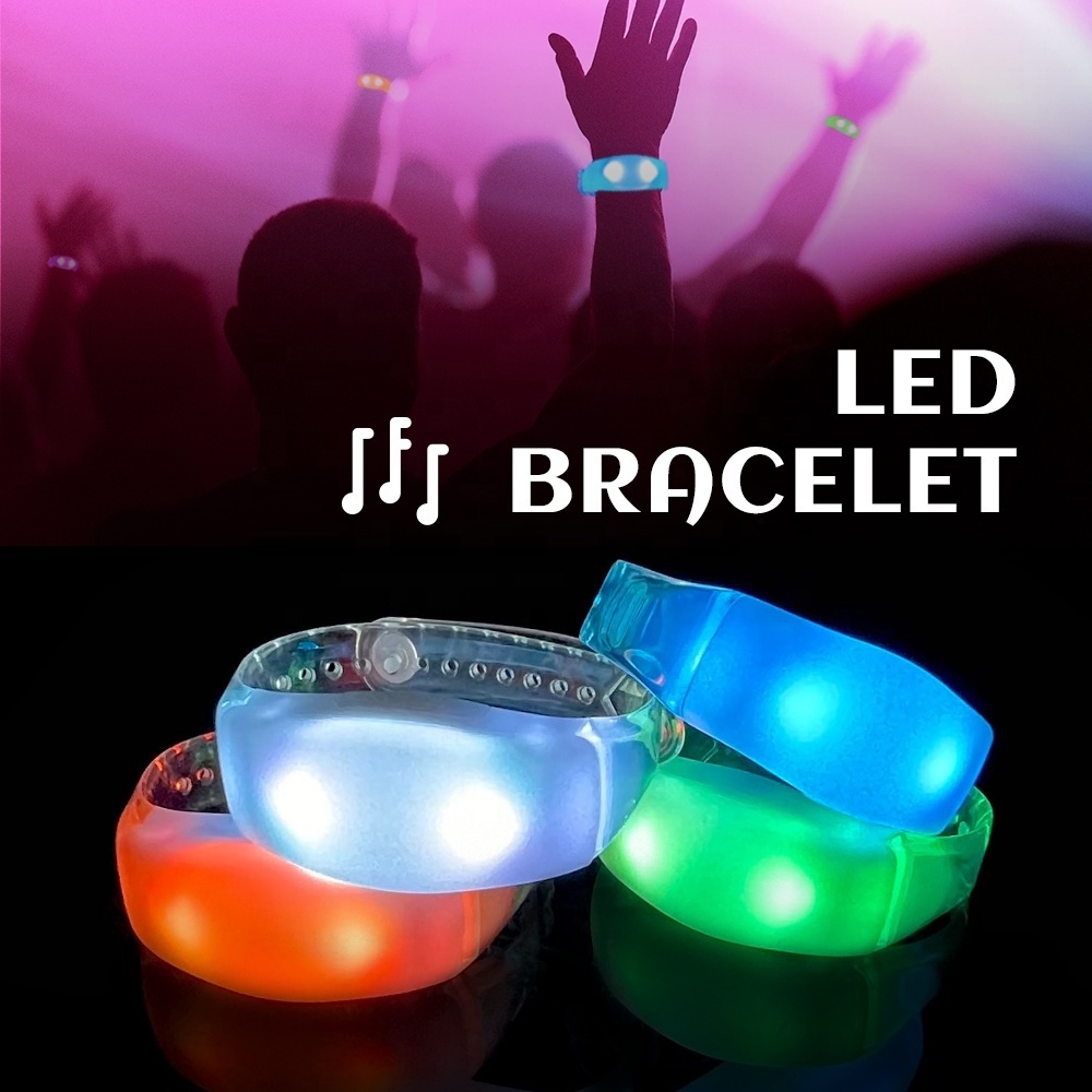 2024 Hot Selling New Product Sound Control Remote Control DMX Customized Logo RGB Light Flashing LED Bracelet wristband