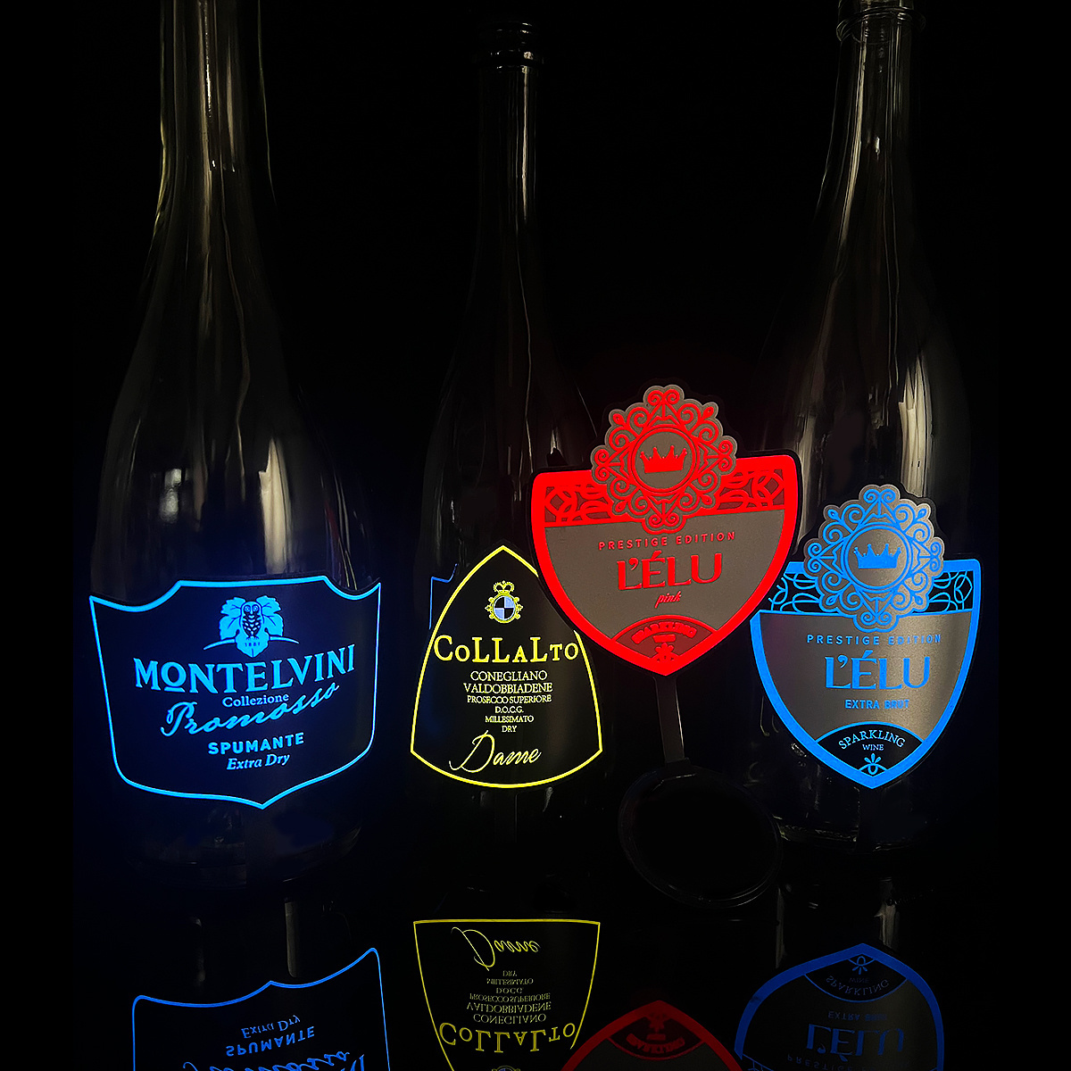 Custom Led wine bottle sticker Glow Bottle Sticker Luminous LED Light Up Wine Bottle Label