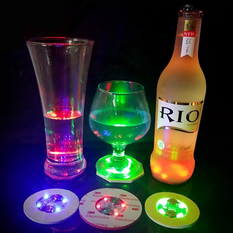 Promotion Gift LED Coaster Custom Logo Bottle Beer Drink Bar  Sticker LED Coaster Light Up