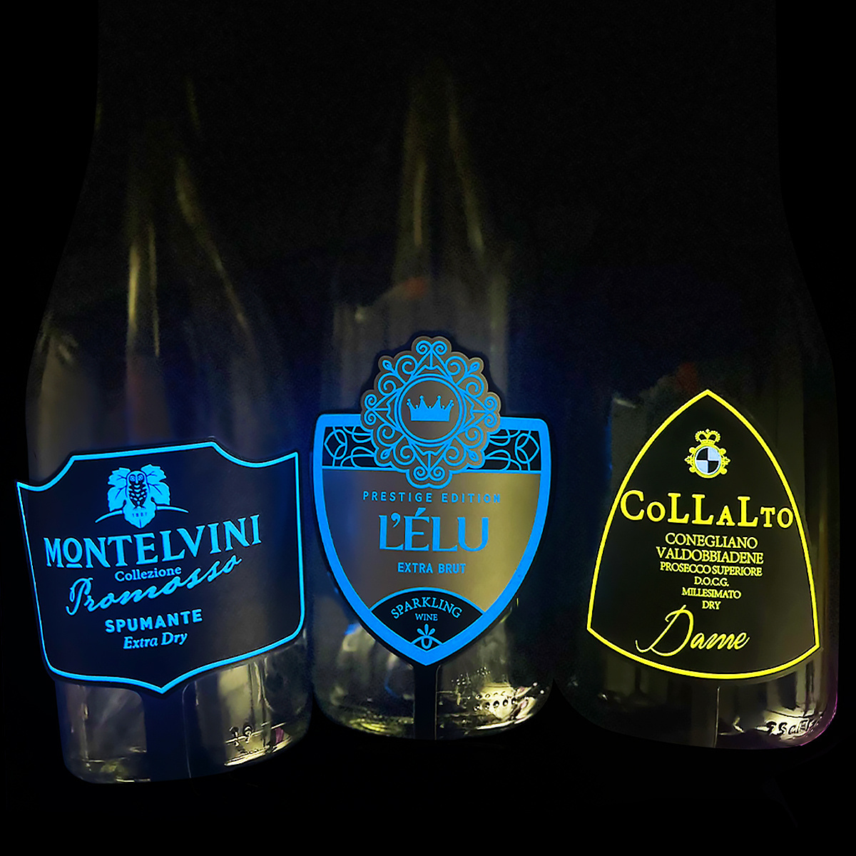 Custom Led wine bottle sticker Glow Bottle Sticker Luminous LED Light Up Wine Bottle Label