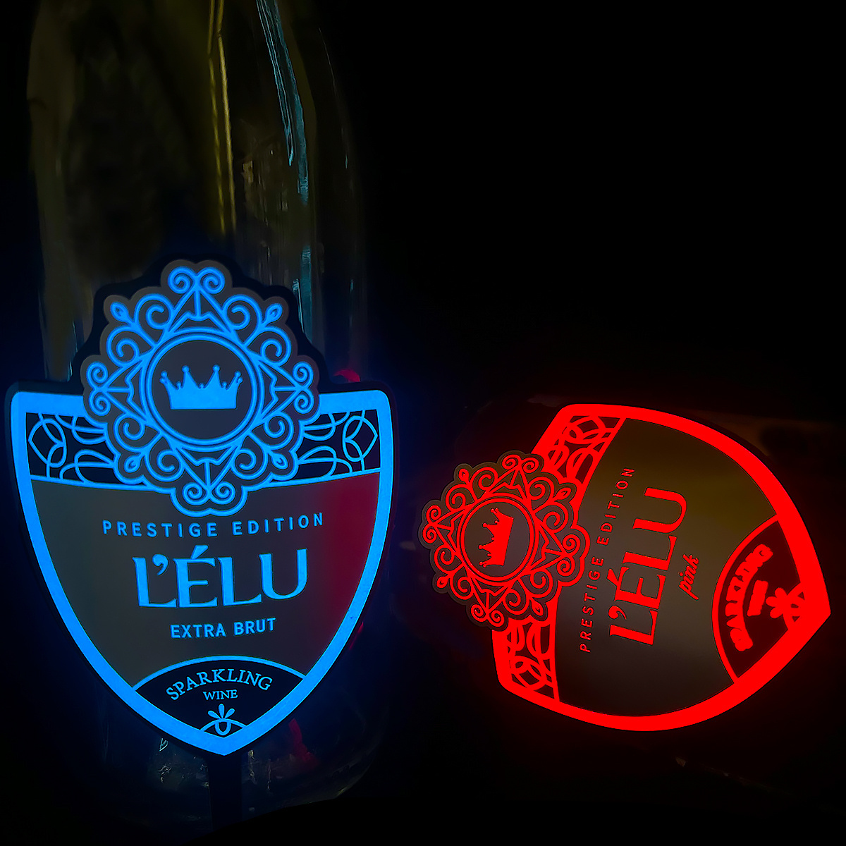 Custom Led wine bottle sticker Glow Bottle Sticker Luminous LED Light Up Wine Bottle Label