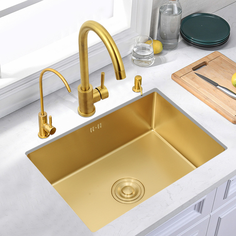 Nano Gold Stainless Steel Handmade Bar Sink Small Single Sink Mini Kitchen Sink Undercounter Dishwasher