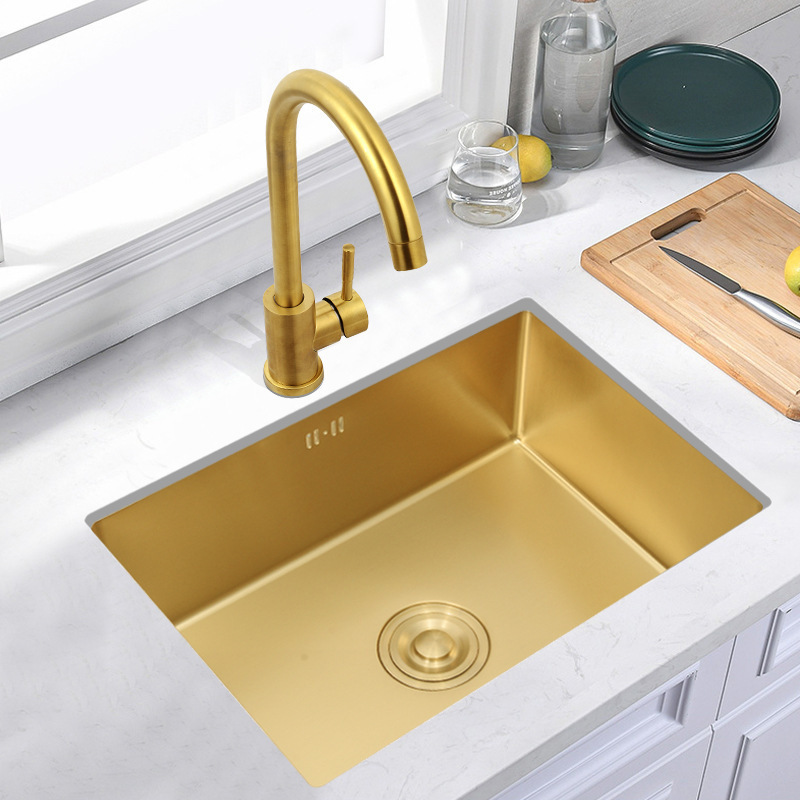 Nano Gold Stainless Steel Handmade Bar Sink Small Single Sink Mini Kitchen Sink Undercounter Dishwasher