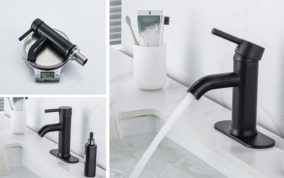 Black Bathroom Sink Faucet Single Hole  Matte Black Vanity Faucet Modern RV Faucet Deck Mount