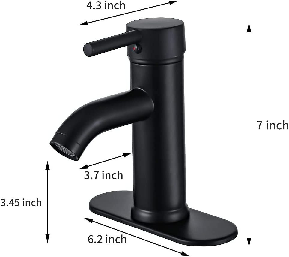 Black Bathroom Sink Faucet Single Hole  Matte Black Vanity Faucet Modern RV Faucet Deck Mount