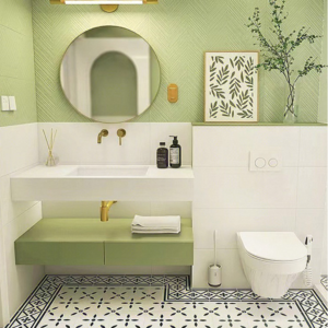 Longstar 2024 Hotselling Customized Skid Resistance Herringbone Tiles Avocado Green For Bathroom Floors & Walls