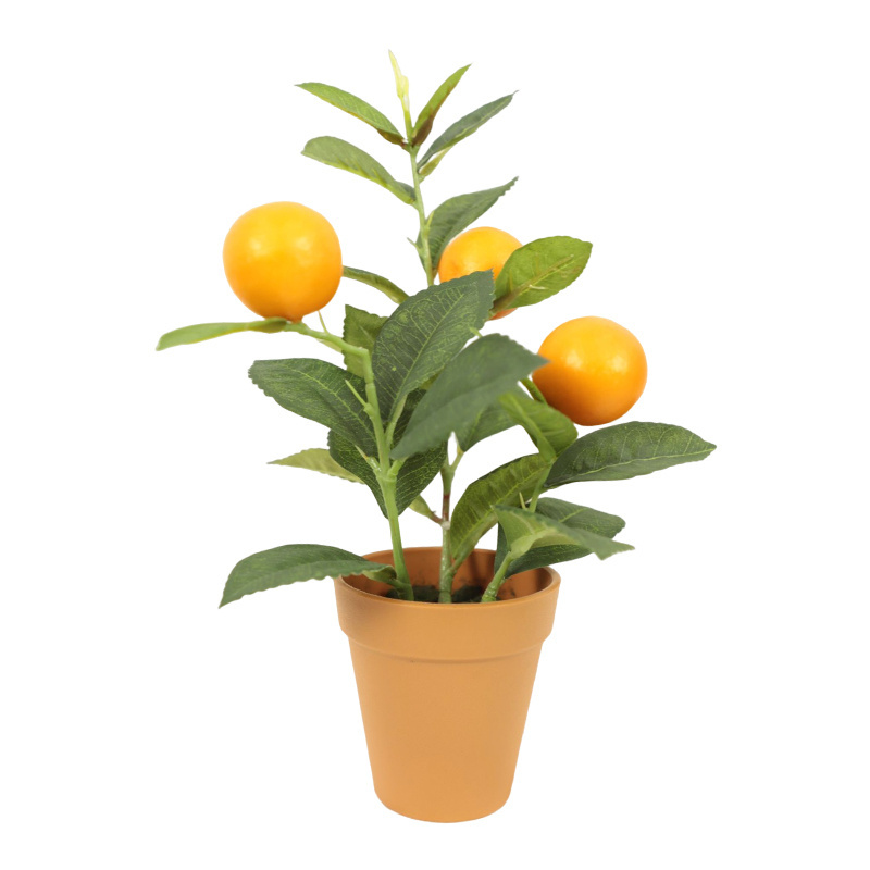 Longstar Customized Artificial Plants Bonsai Artificial Plant Citrus Fruit Orange Tree With Ceramic Pot For Indoor Decor