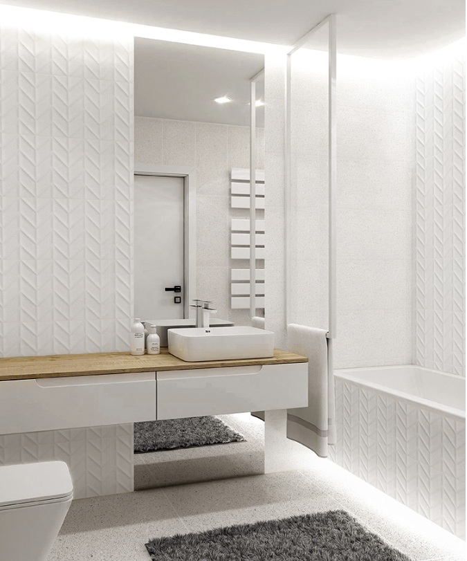 Longstar 2024 Hotselling Skid Resistance Decorative 3D Ceramic White Tiles For Bathroom Walls