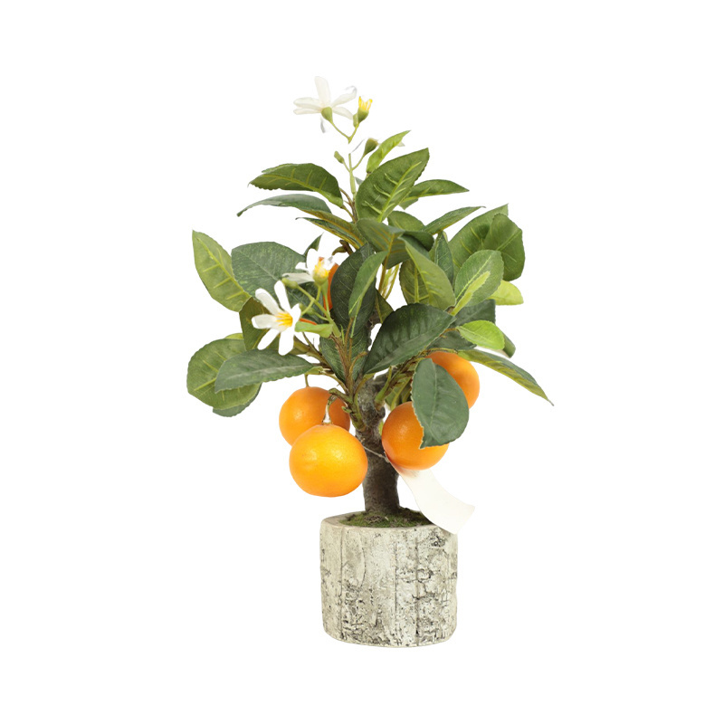 Longstar Customized Artificial Plants Bonsai Artificial Plant Citrus Fruit Orange Tree With Ceramic Pot For Indoor Decor