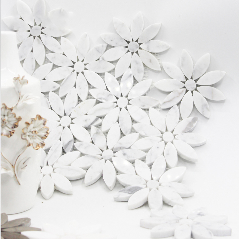 Longstar Latest Hotselling Wholesale White Grey Brown Combined Flower Marble Tile For Wall Floor Decor