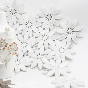 Longstar Latest Hotselling Wholesale White Grey Brown Combined Flower Marble Tile For Wall Floor Decor