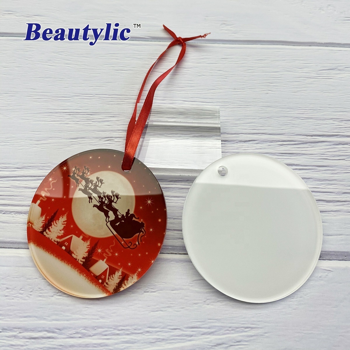 Sublimation Acrylic ornament Christmas ornament decorations gloss white heat transfer photo printing flat PMMA Ornament