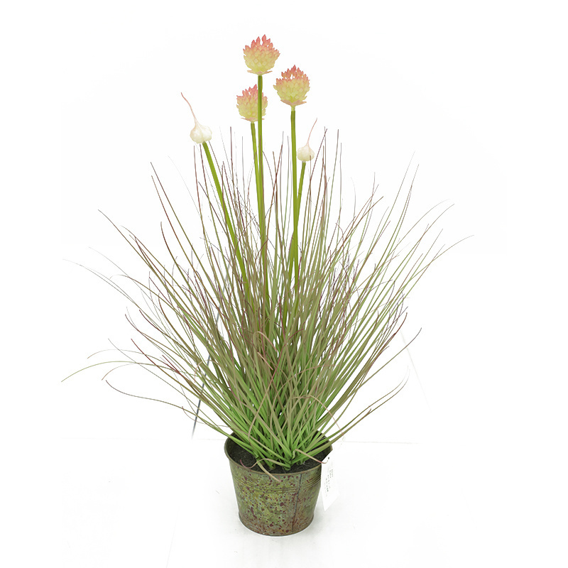 Longstar Supplies Artificial Green Plastic Flowers Onion Grass Bonsai Garden Ornaments Home Outdoor Decor Potted Plants