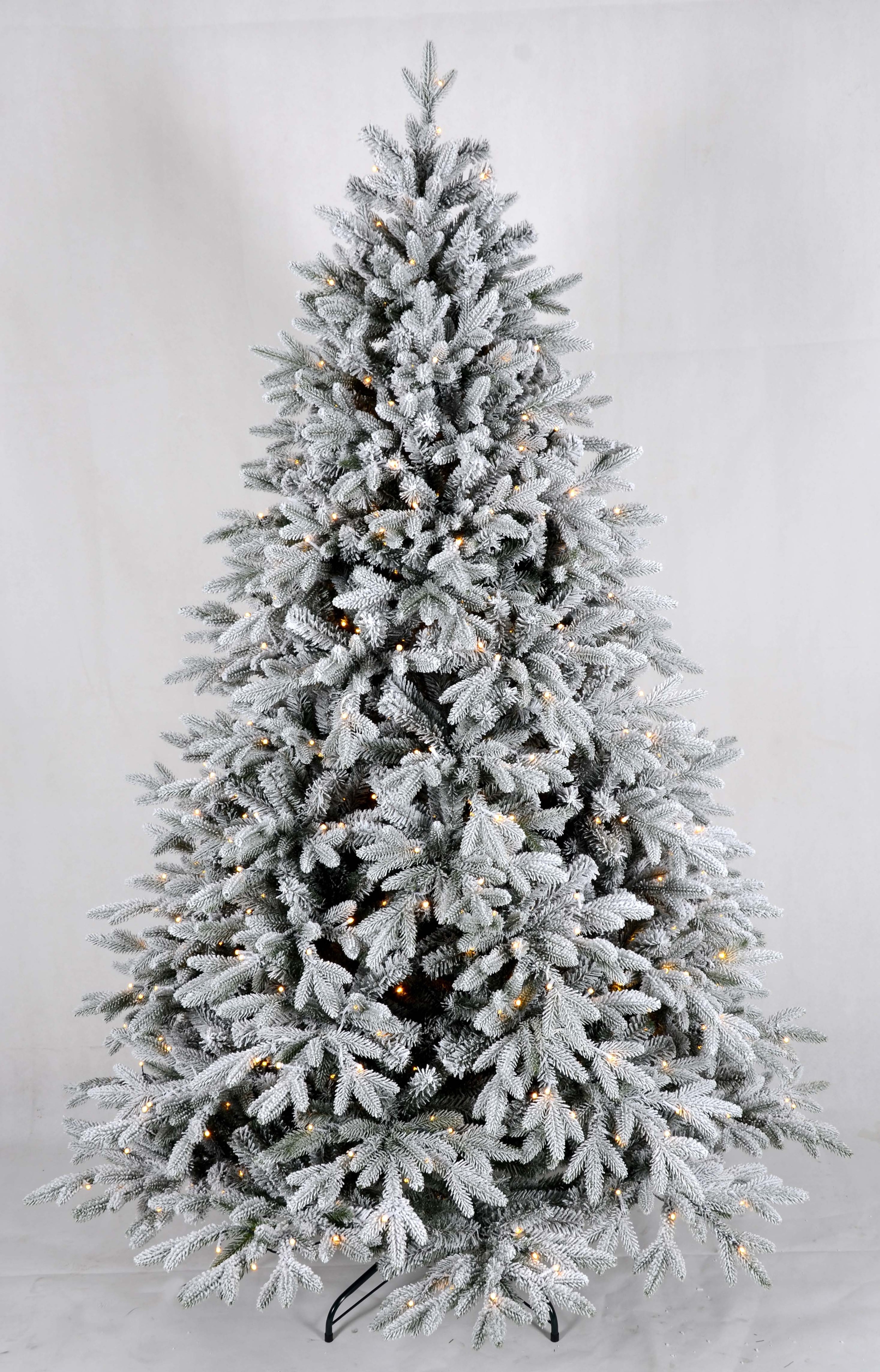 CDL Model 6 7 8Ft PE Mixed PVC Artificial Snow Flocking Christmas Tree Snow With Lights Snow