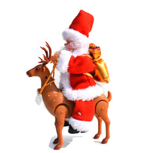 Hot Selling Small Santa Claus Ornament with Deer New Christmas Plush Toy Decoration Doll Toy Ornament